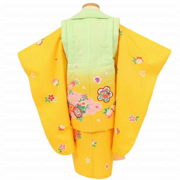 七五三 着物 3歳 レンタル 女の子 【黄ヒワ桜鞠】 七五三 3歳
