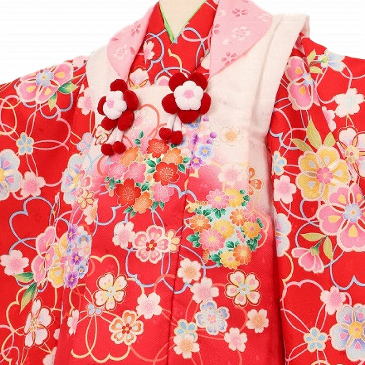 七五三 着物 3歳 レンタル 女の子 【時赤ぼかし桜花】 七五三 3歳