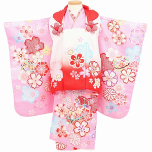 七五三 着物 3歳 レンタル 女の子  【白時桜手鞠】 七五三 3歳 アンティーク レトロ モダン 753 女 女子 被布 【レンタル】 七五三 着物 3歳 小さめ 肩上げ 腰上げ 無料 三歳 3才