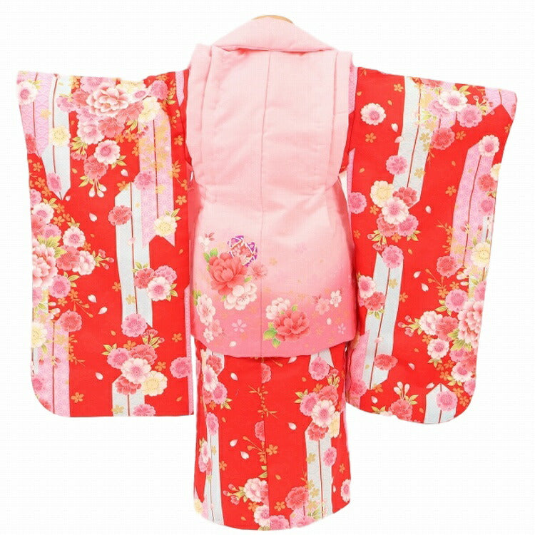 定番の中古商品 3歳 着物 七五三 レンタル 3歳 七五三 【時赤矢羽桜】 女の子 七五三
