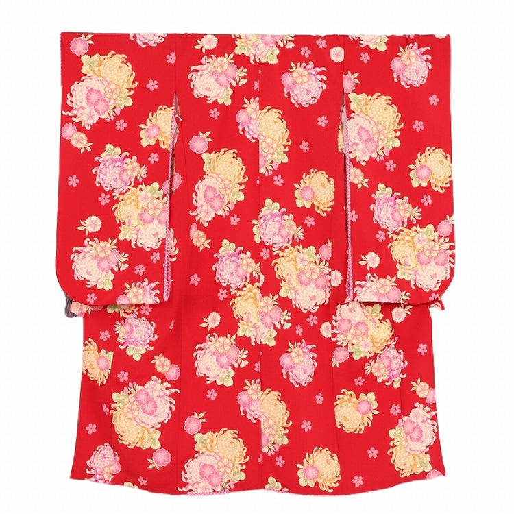 七五三 着物 レンタル 7歳 女の子 【蘇芳桜菊花】 7歳 七五三