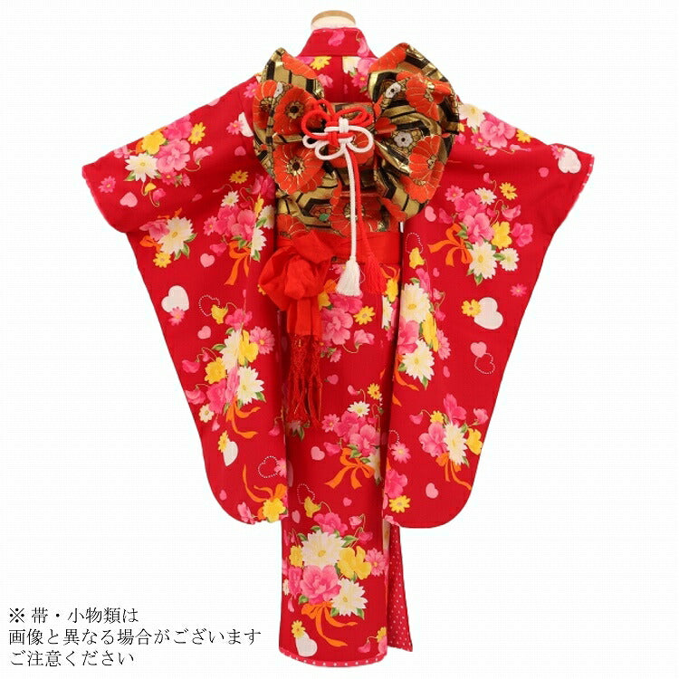 七五三 着物 レンタル 7歳 女の子 【赤ワインレース恋花】 7歳 七五三