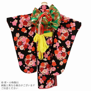 七五三 着物 レンタル 7歳 女の子 【黒時疋田梅玩具】 7歳 七五三 着物 レトロ 【レンタル】 アンティーク 七五三 着物 7歳 フルセット レンタル 七五三 7歳 帯 作り帯 袋帯 に変更可能 七五三 着物 7歳 女の子 小さめ