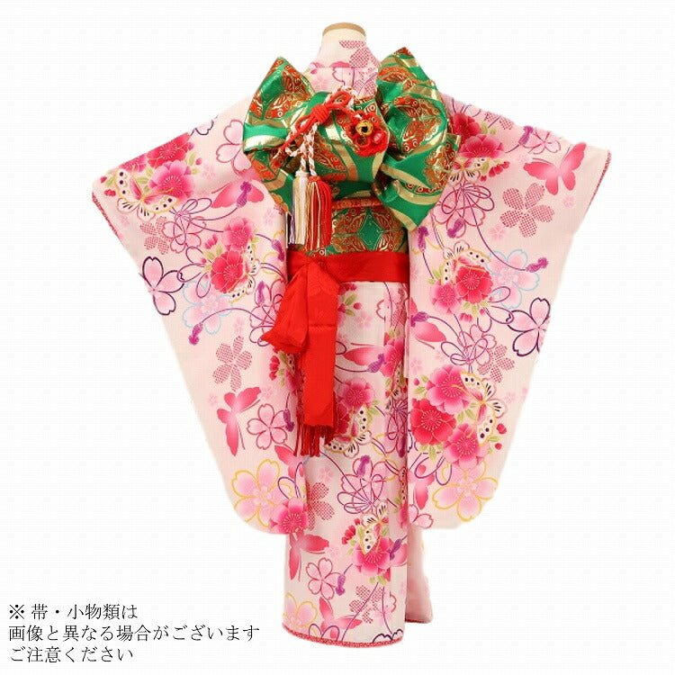 七五三 着物 レンタル 7歳 女の子 【乙葉 白時花疋田蝶】 7歳