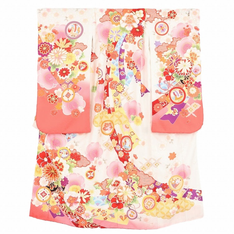 専用です　　アンティーク　白地に小花が可愛らしい着物に作りセット☆七五三女の子 2003_3629_36t_05.jpg