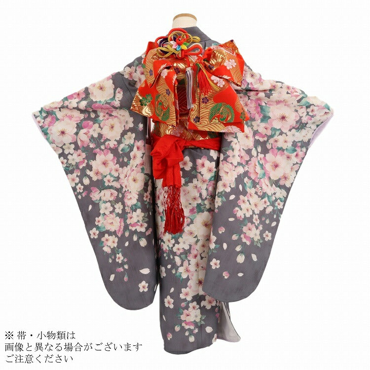 七五三 着物 レンタル 7歳 女の子 【ジルスチュアート 薄ネズ八重桜