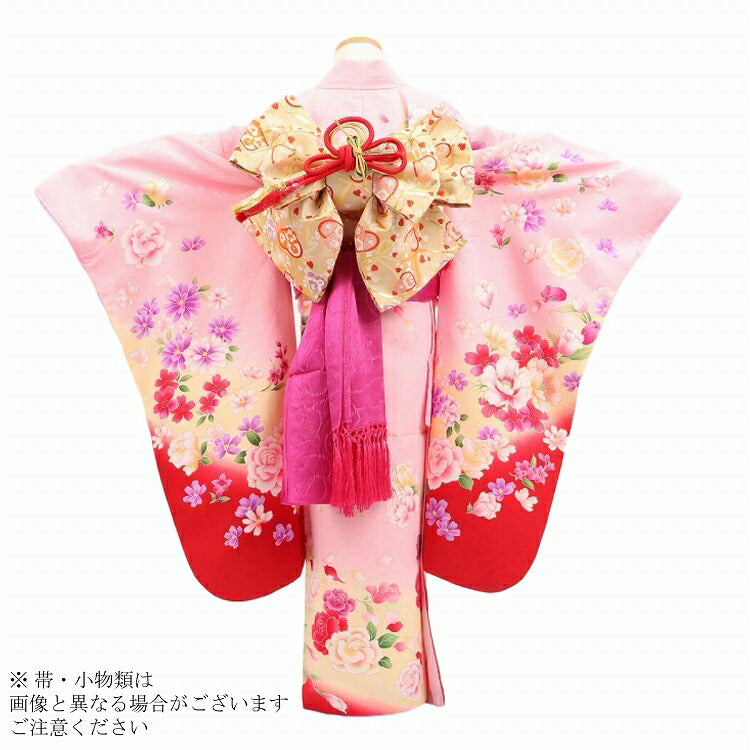 七五三 着物 レンタル 7歳 女の子 【時バラ花束】 7歳 七五三