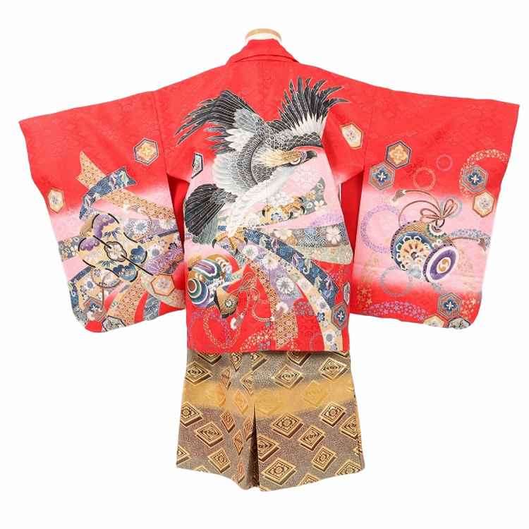 七五三 着物 男の子 5歳 七五三 レトロ 着物 男の子 5歳 【赤束ねのし