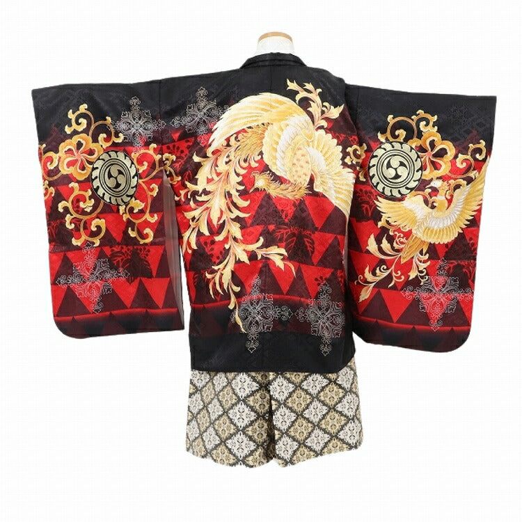 レンタル】 (七五三)5才男子 赤黒鳳凰